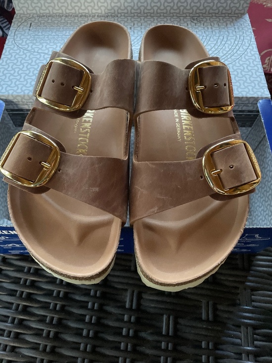 Birkenstock Shoes - Birkenstock Arizona Big Buckle Cognac Oiled Leather Sandals EU40 US9 Narrow NEW